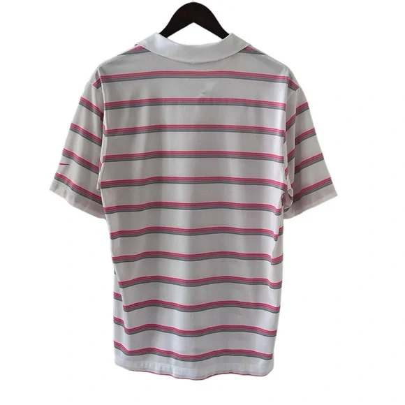 Nike White Striped Short Sleeve Polo Shirt Size Medium - Picture 5 of 5